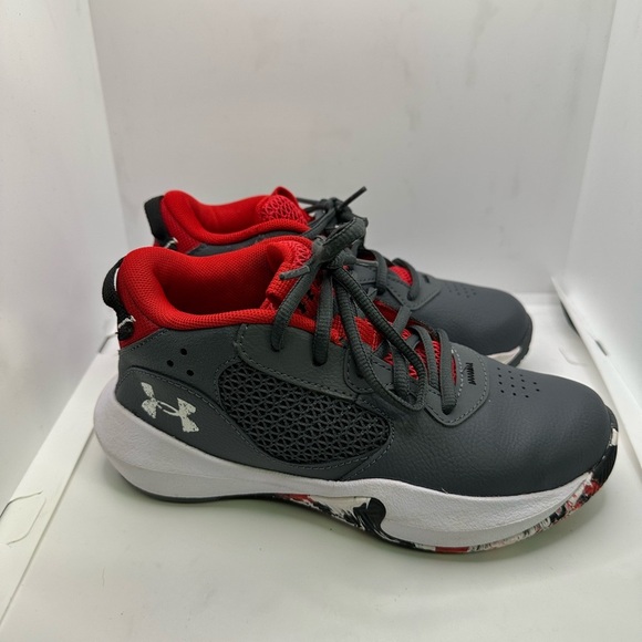Under Armour Kids' Red and Gray Sneakers - Picture 4 of 7